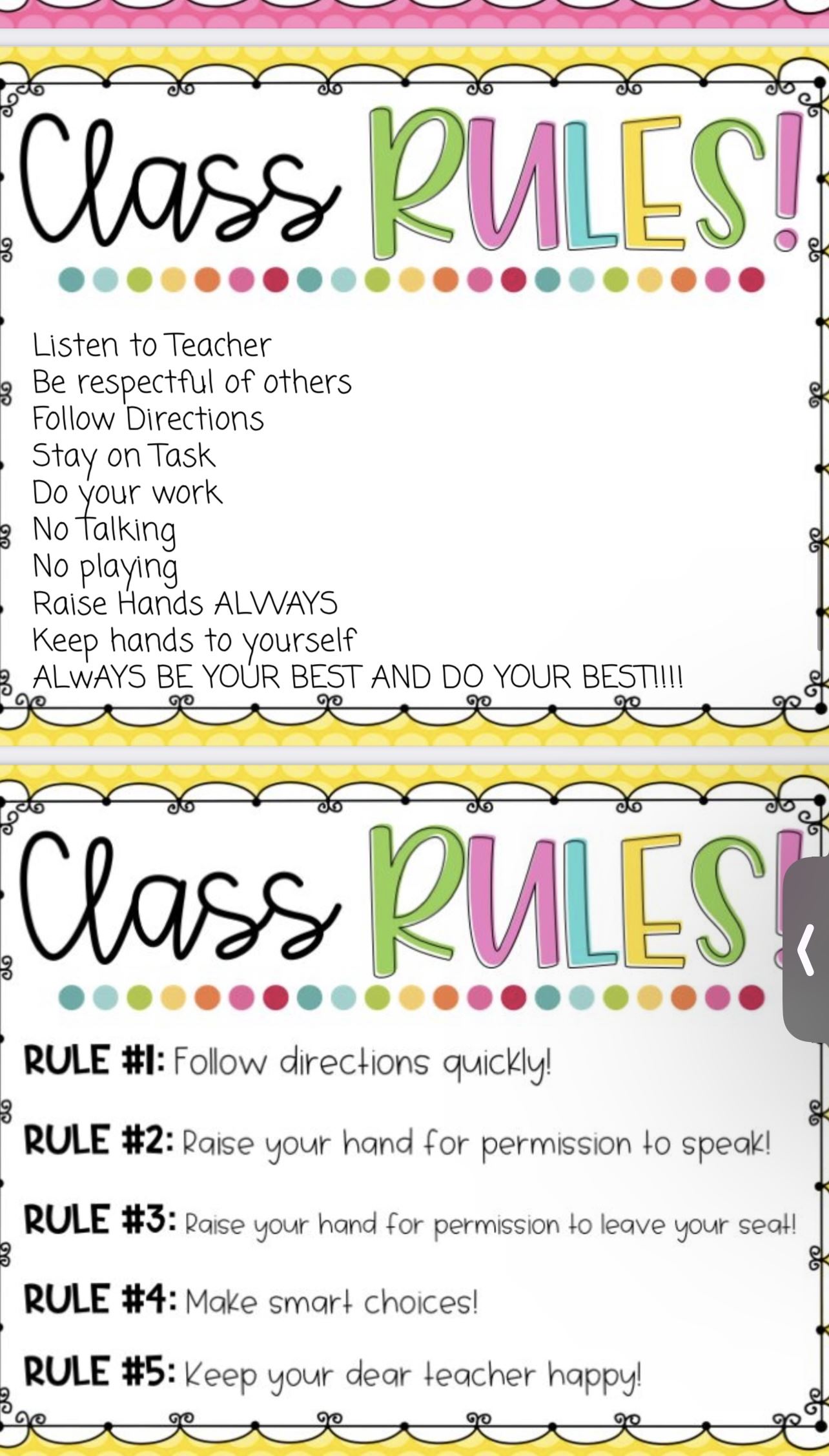 Rules for classroom 